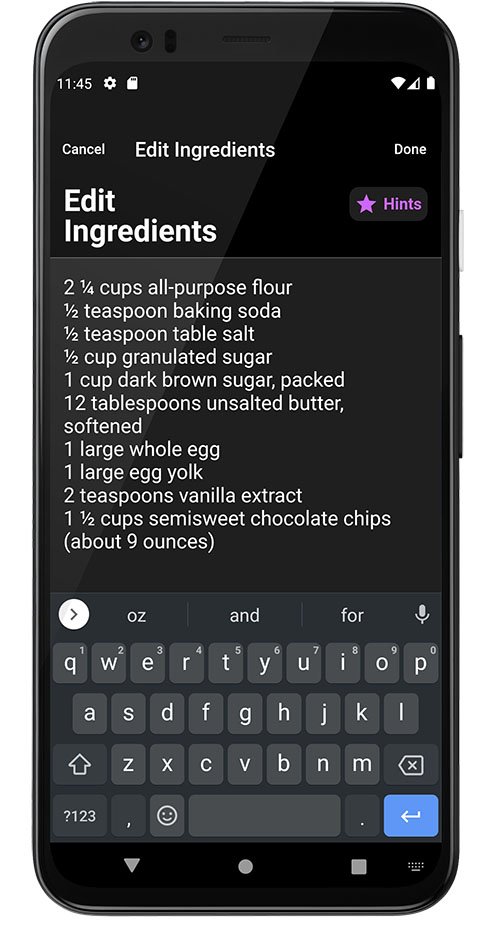Image of the ingredient list