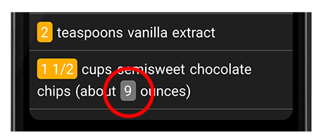Highlighted gray numbers