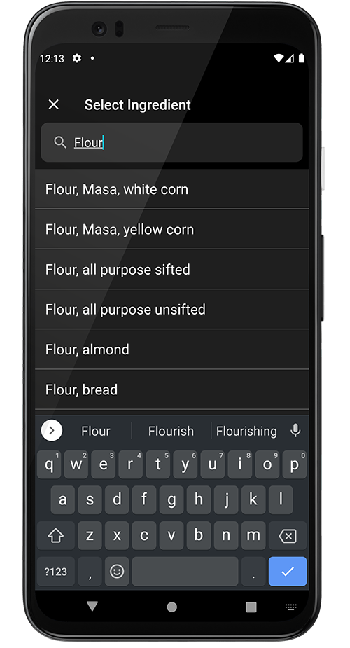 Image of selecting an ingredient