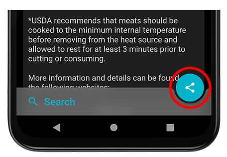 Image of share cooking temperature button