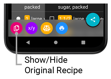 Hide/Show original recipe button